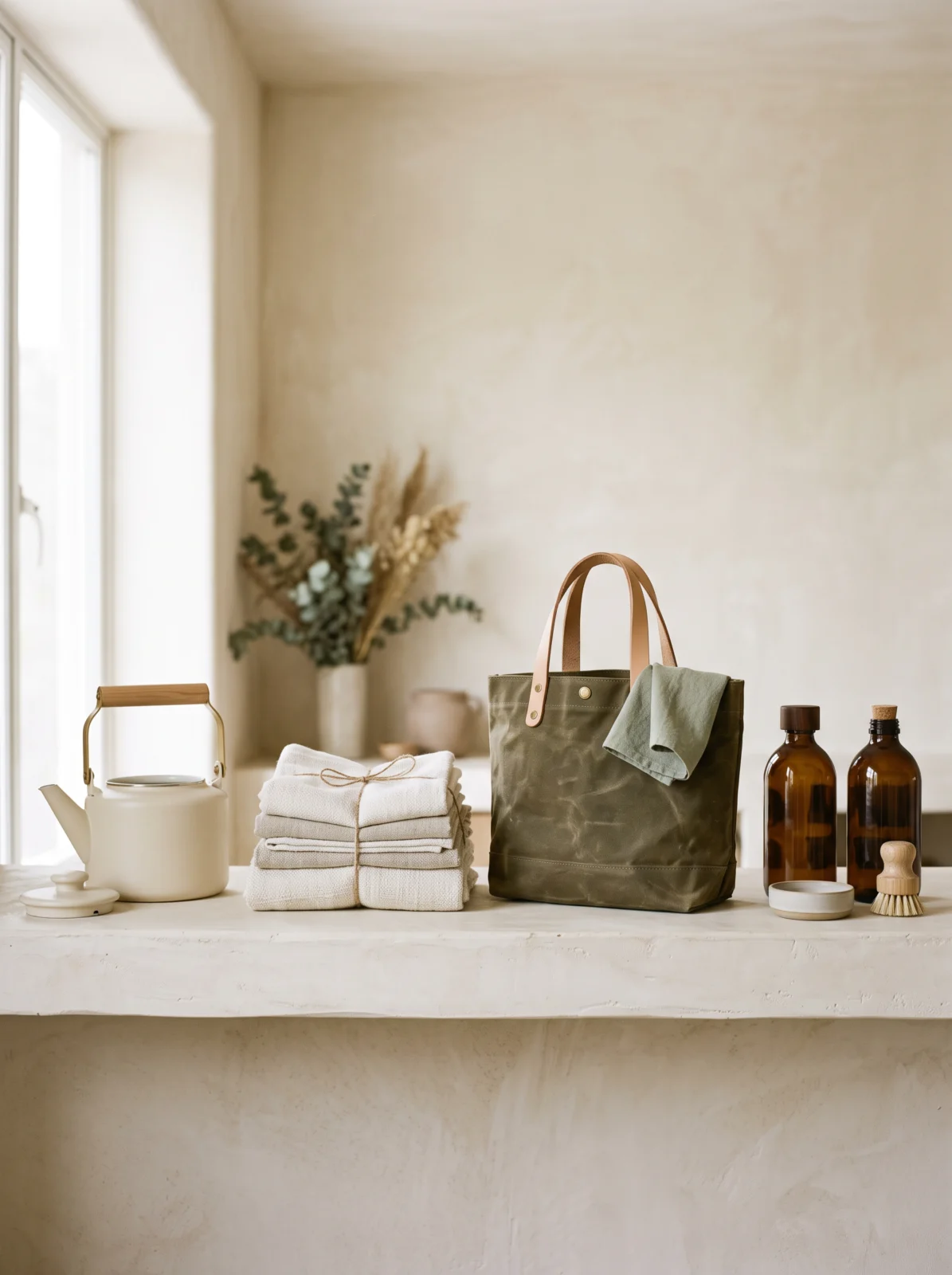 Marlowe and Fen house products on a plaster shelf